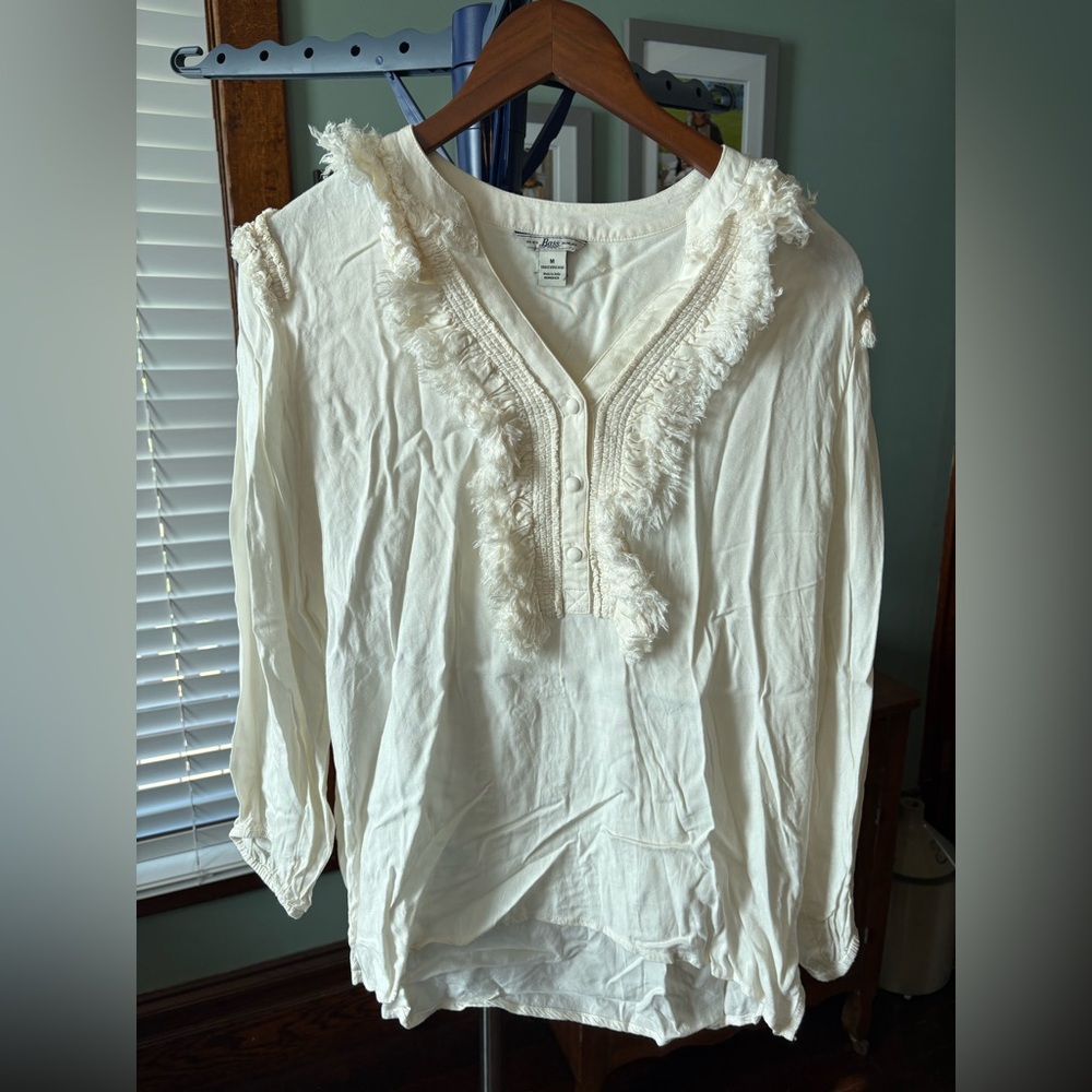 G.H. Bass & Co. Cream Fringed Blouse